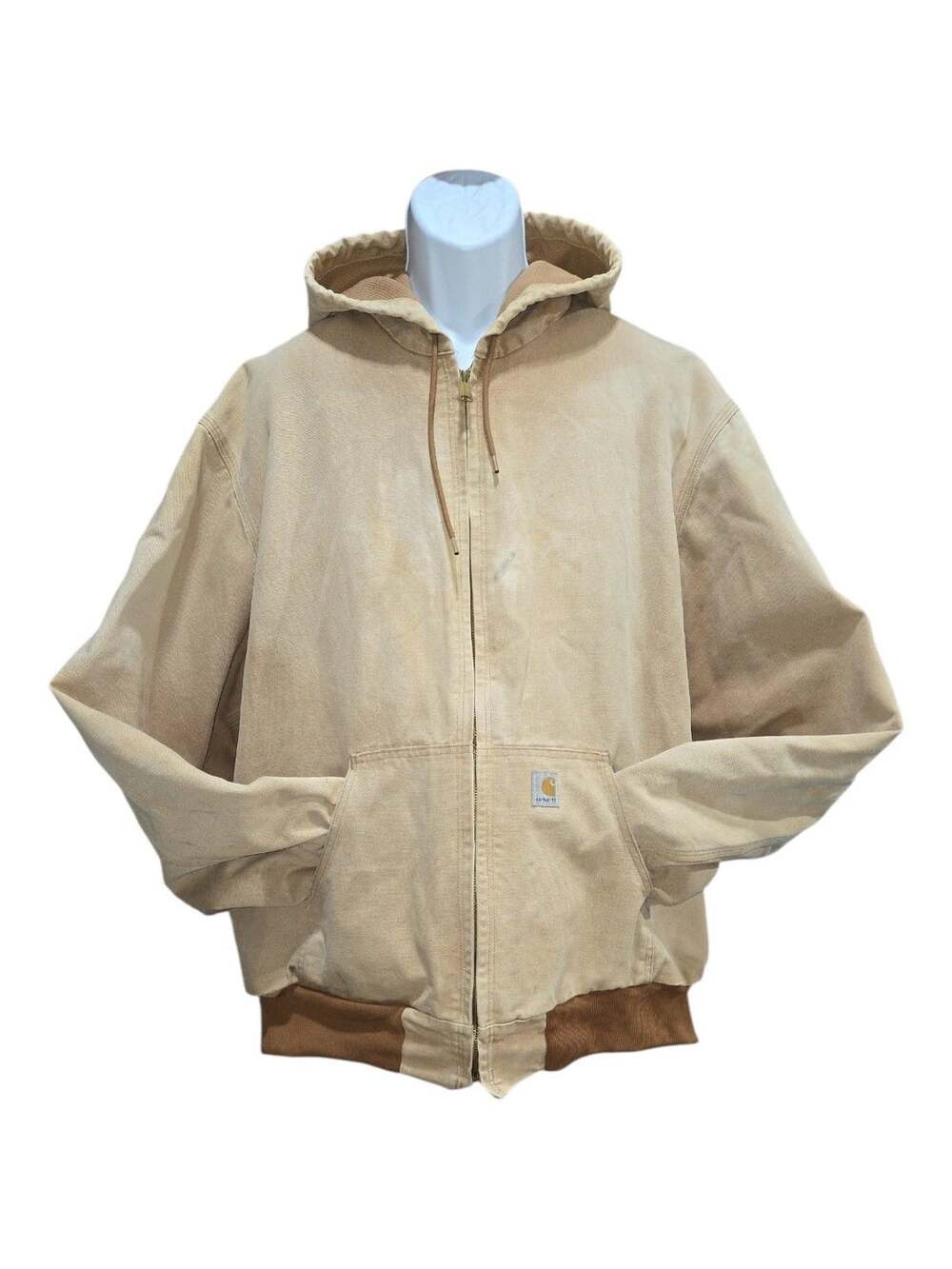 Carhartt Vintage J131 Sandstone Duck Canvas Hooded Jacket 2XL Brown